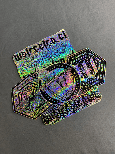 Set Nro 1  Stickers Holograficos Vinilo x 5