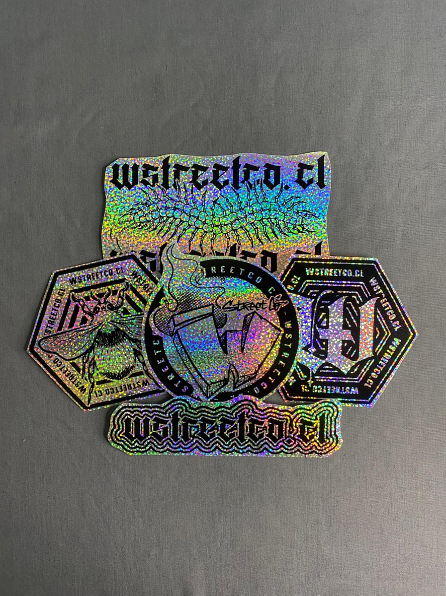 Set Nro 1  Stickers Holograficos Vinilo x 5 3