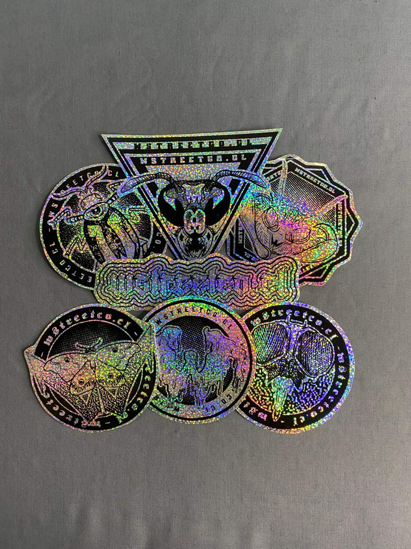 Set Nro 1  Stickers Holograficos Vinilo x 7 3