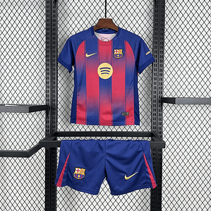 Kit Infantil Barcelona 2025/26 Home (Camisola + Calções) - 3 aos 13 Anos