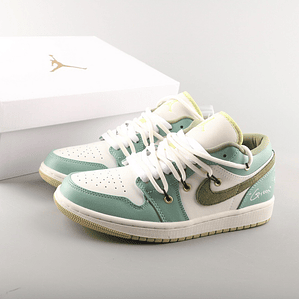 Ténis AJ 1 Retro Low FD9906 131 - Verde e Branco (Tamanho 36 ao 46)