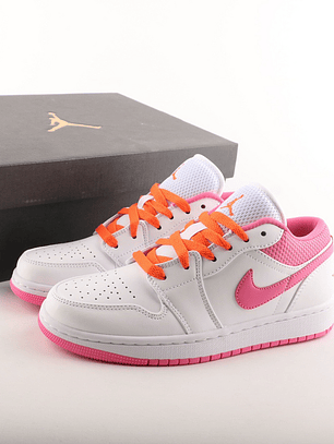 Women's AJ 1 Retro Low Sneakers DR9498 - White and Pink (Sizes 36 to 40)