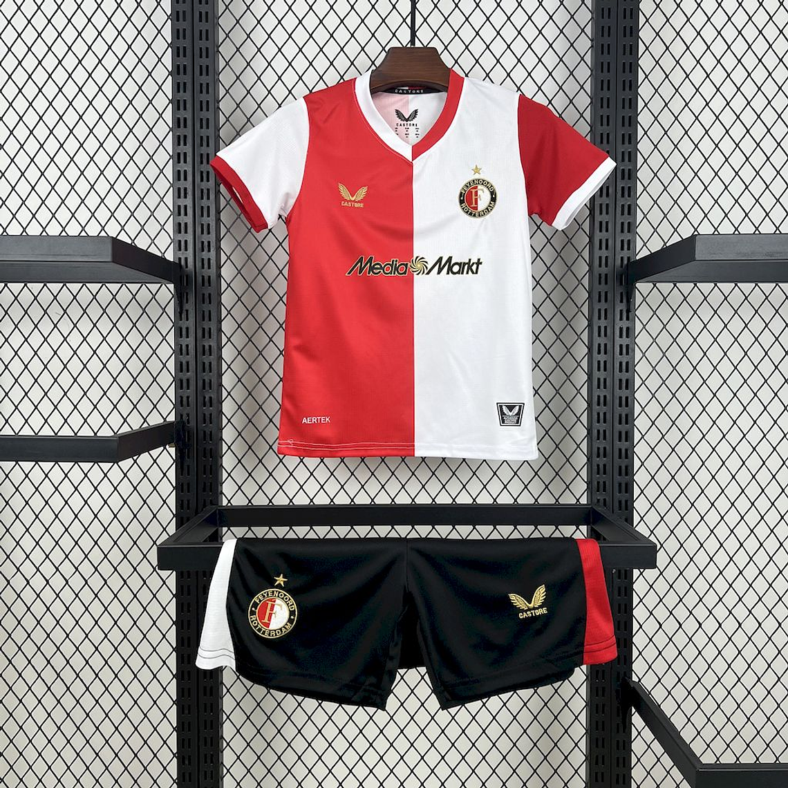 Kit Infantil Feyenoord Rotterdam 2025/26 Home (Camisola + Calções)  1