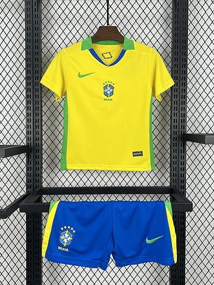 Brazil 2025/26 Kids' Home Kit (Shirt + Shorts)