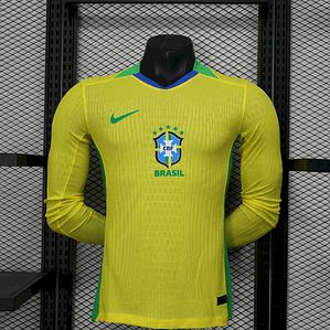 Camisola Brasil 2025/26 Home Mangas Compridas - Versão Jogador - S ao 2XL