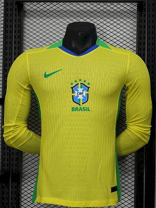 Brazil 2025/26 Home Long Sleeve Jersey - Player Version - Sizes S to 2XL