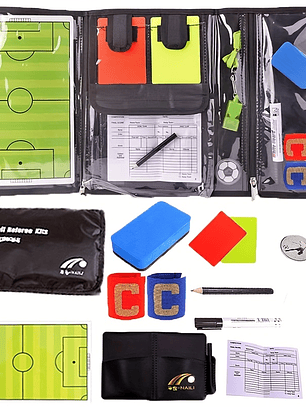 Kit Completo Árbitro Futebol - Livro, Cartões, Apito e Braçadeira