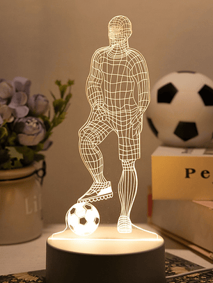 Luminária Mesa LED Jogador Futebol 3D - Acrílico com USB