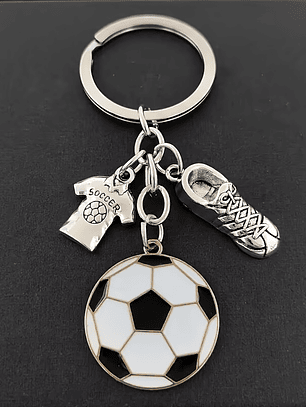  Chaveiro Homem Jogador Futebol - Design Cartoon Branco e Preto