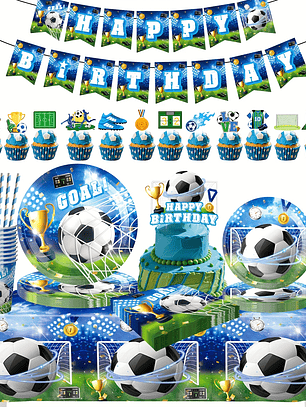Conjunto Festa Futebol 87 Peças para 10 Pessoas - Descartável