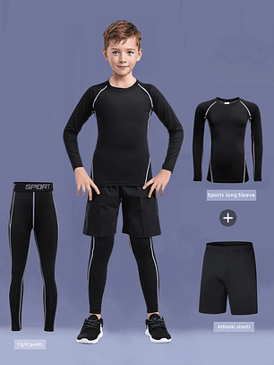 Conjunto Atlético Menino 3 Peças - Secagem Rápida (Primavera/Verão)
