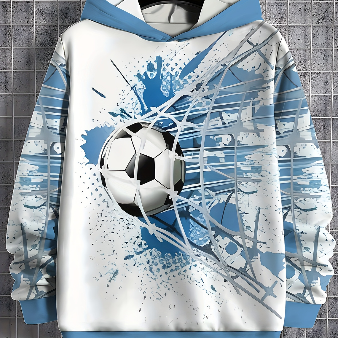 Hoodie Menino - Pullover Manga Comprida Branco e Azul (Primavera/Outono) 3