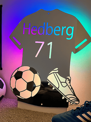 Espelho LED Personalizável Camisola Futebol - Nome e Número