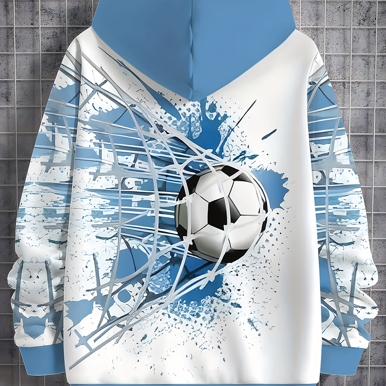 Hoodie Menino - Pullover Manga Comprida Branco e Azul (Primavera/Outono) 4