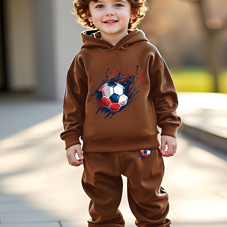 Conjunto Menino Hoodie e Calças Futebol - Poliéster Forrado a Fleece 4