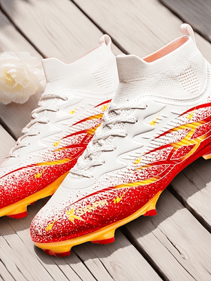 Chuteiras Futebol Homem - Design Gradiente Branco & Vermelho