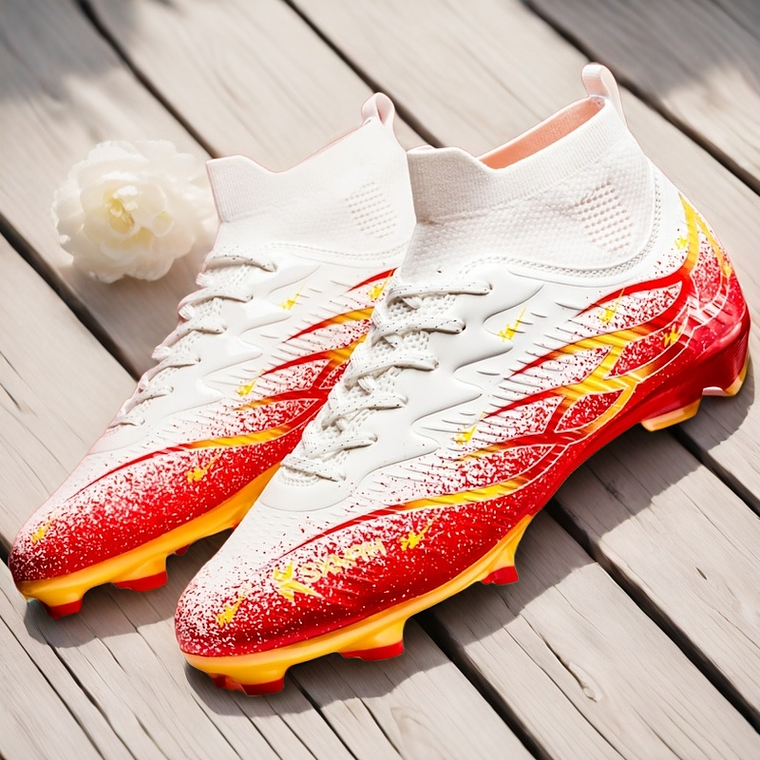 Chuteiras Futebol Homem - Design Gradiente Branco & Vermelho 1