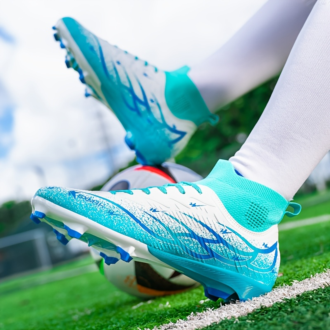 Chuteiras Futebol Homem - Design Gradiente Branco & Vermelho 9