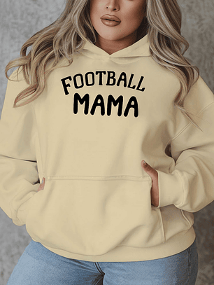 Sweatshirt 'Football Mama' Tamanhos Plus Size - Letras Brancas/Fundo Preto