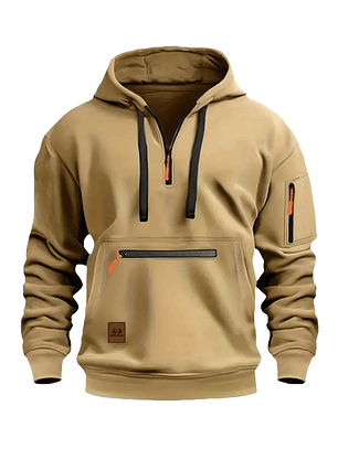 Hoodie Masculina Azul Royal com Bolso de Fecho - Corta-Vento e Quente