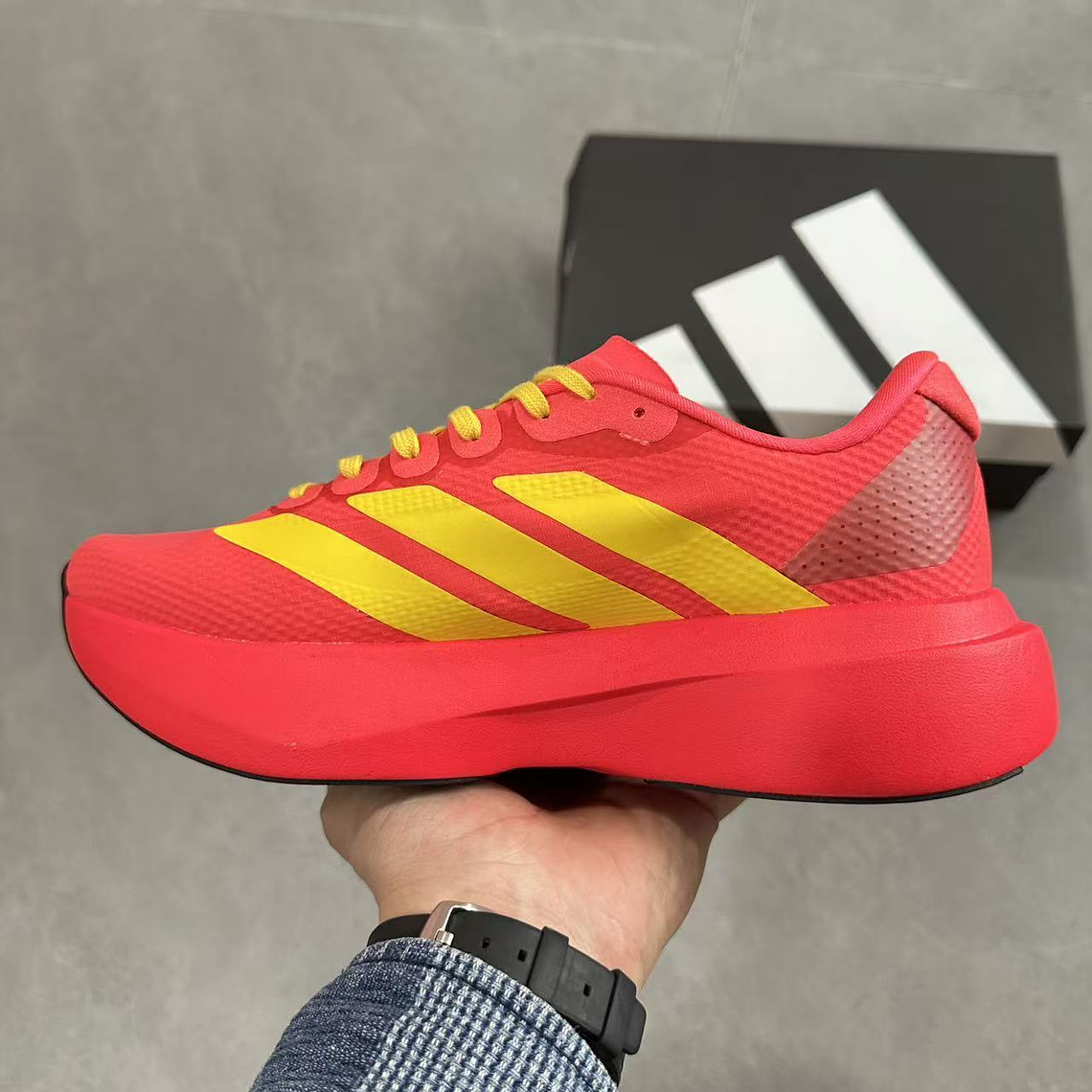 Ténis Adidas Evo SL 2 (com placa de fibra de carbono) Vermelho e amarelo - 36 a 45 4
