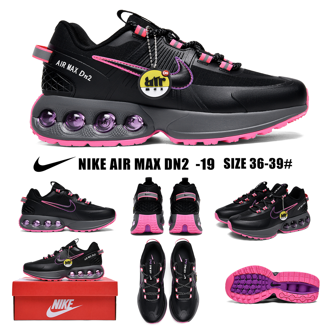 TÉNIS NIKE AIR MAX DN2 ROSA/PRETO/ROXO - 36 a 39  2