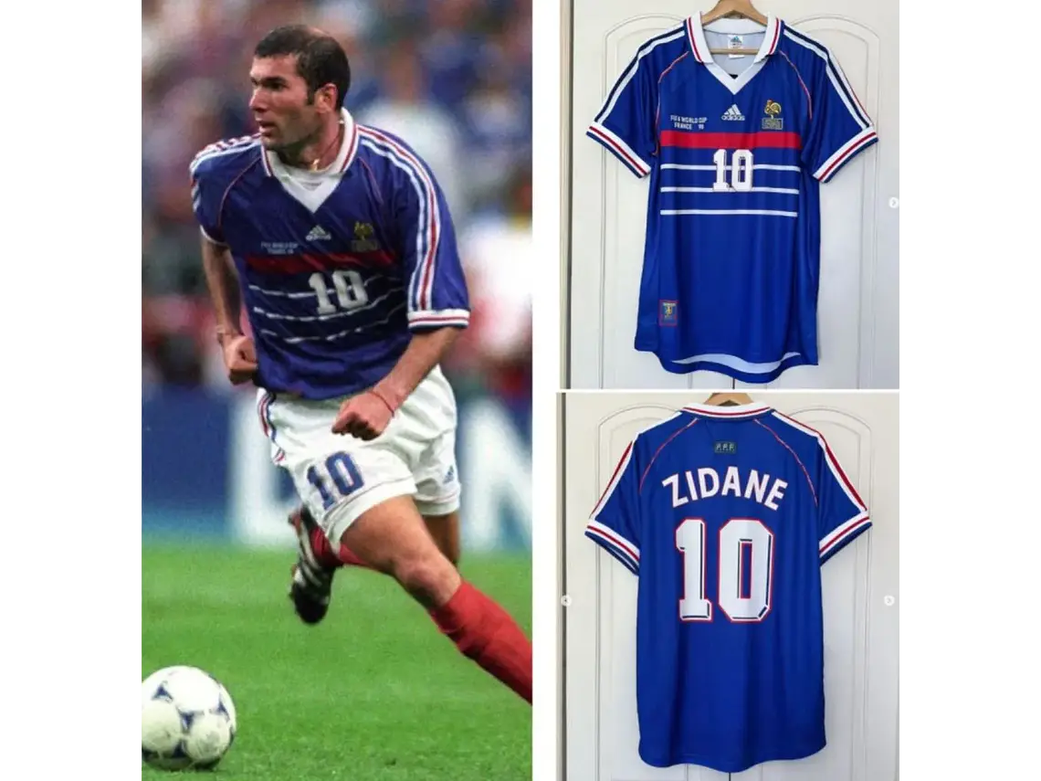 Camisa Retrô da França para a Copa do Mundo de 1998 - ZIDANE #10 - S ao 2XL 1