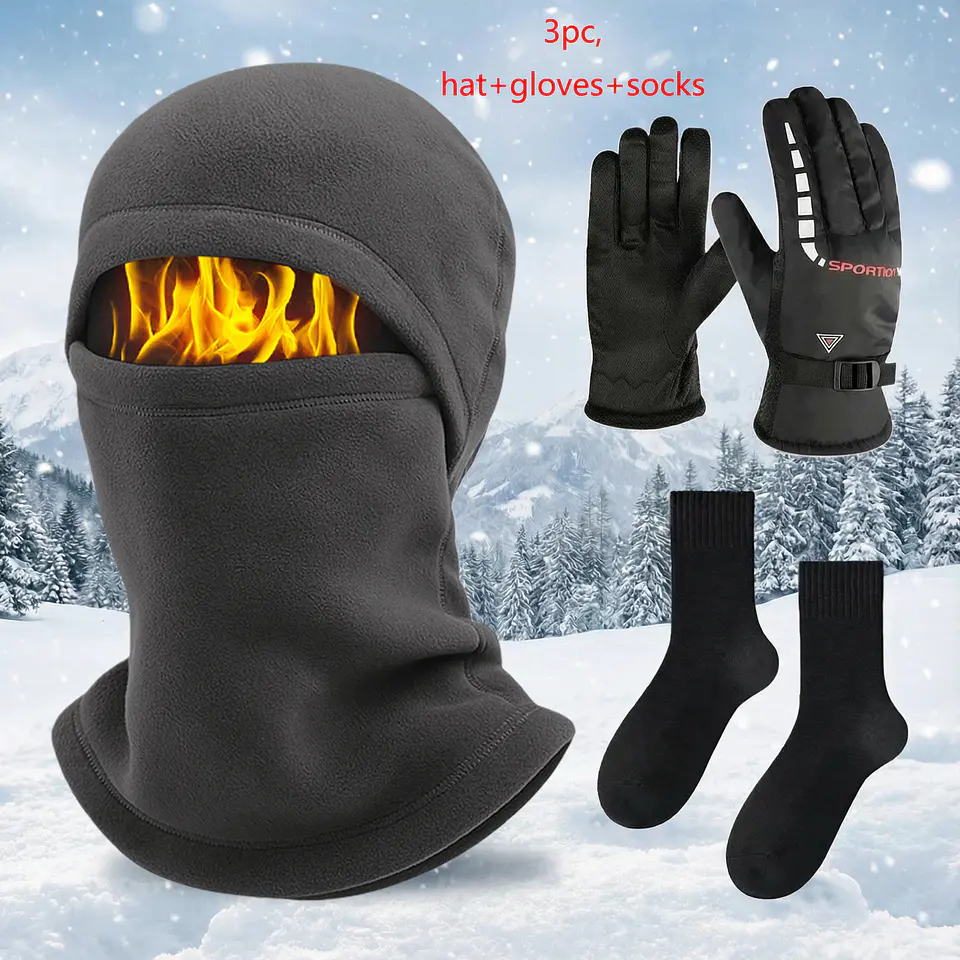Conjunto 3pc/set para proteção contra o frio e vento 2