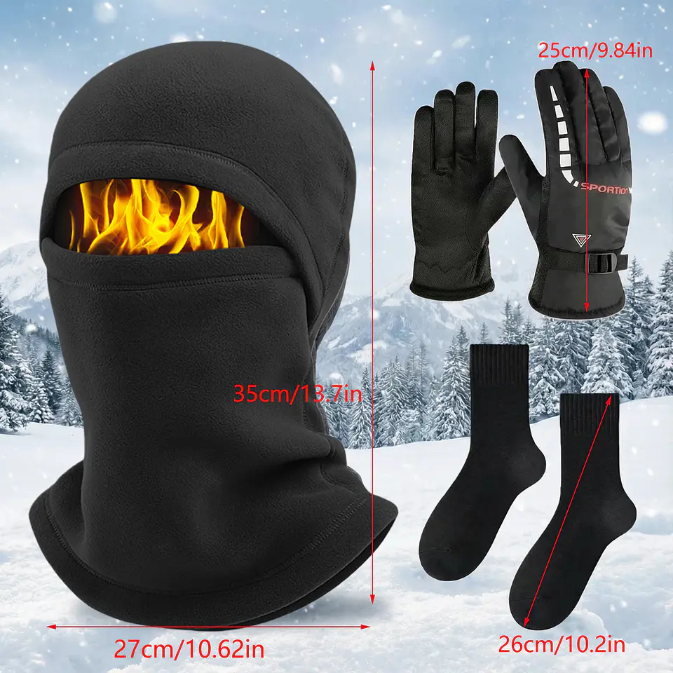 Conjunto 3pc/set para proteção contra o frio e vento 4