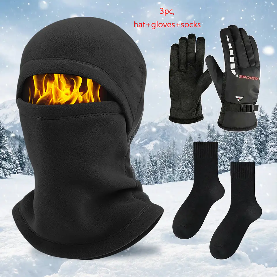 Conjunto 3pc/set para proteção contra o frio e vento 6