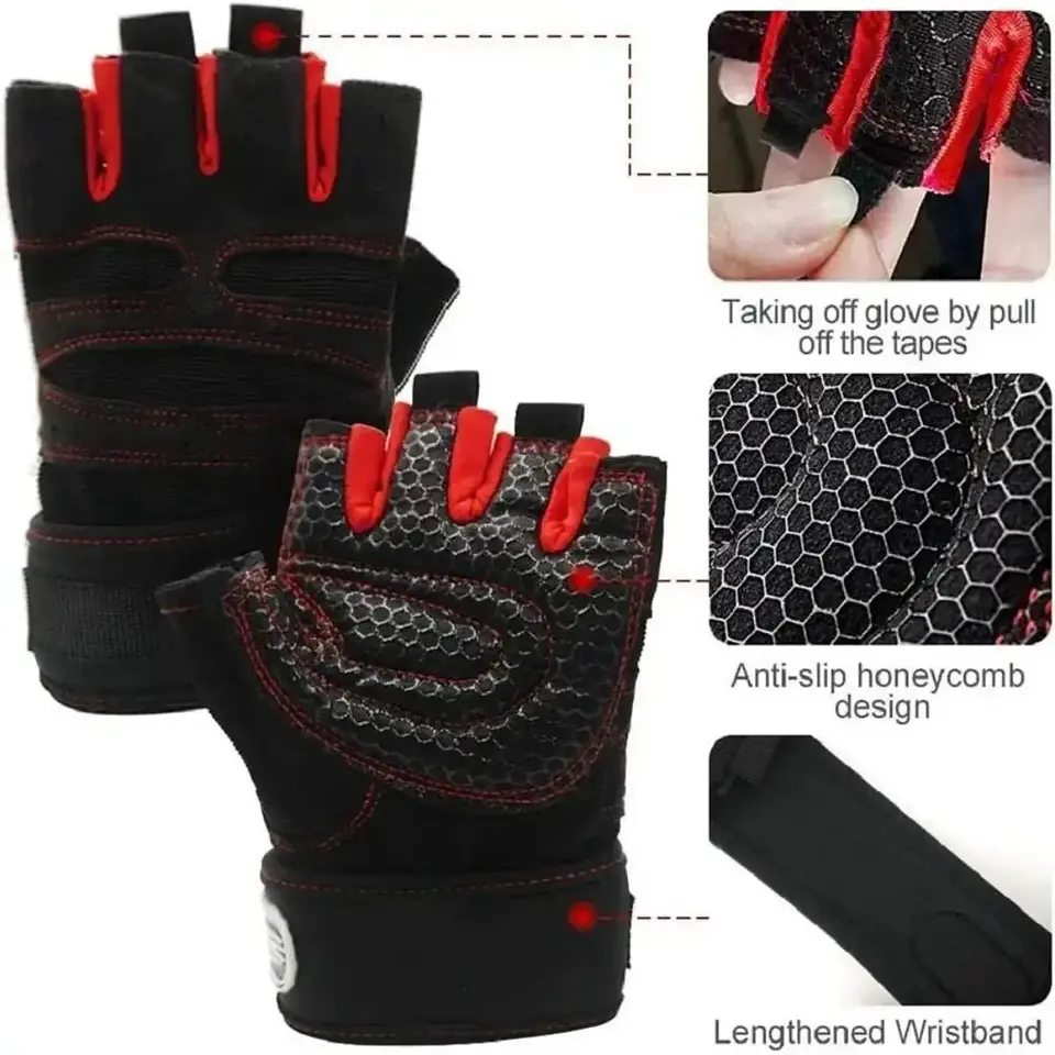 Luvas de Treino com Suporte de Pulso | Proteção e Grip para Musculação e Fitness 2
