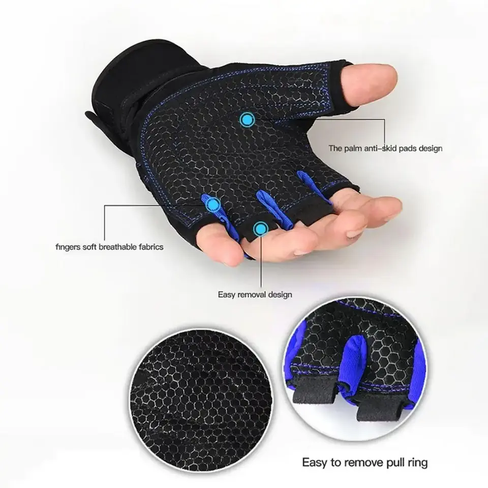 Luvas de Treino com Suporte de Pulso | Proteção e Grip para Musculação e Fitness 3