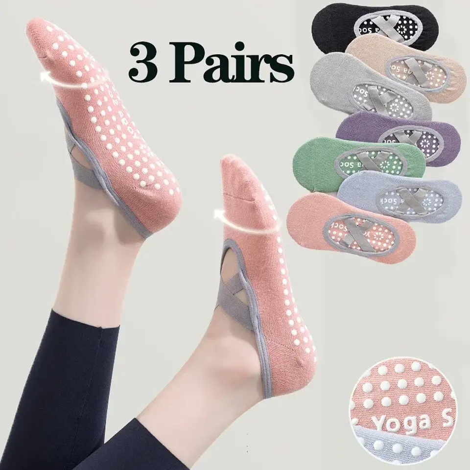 Meias de Yoga Antiderrapantes com Silicone | Conforto e Estabilidade para Pilates e Ballet - Tamanho 33-37 1