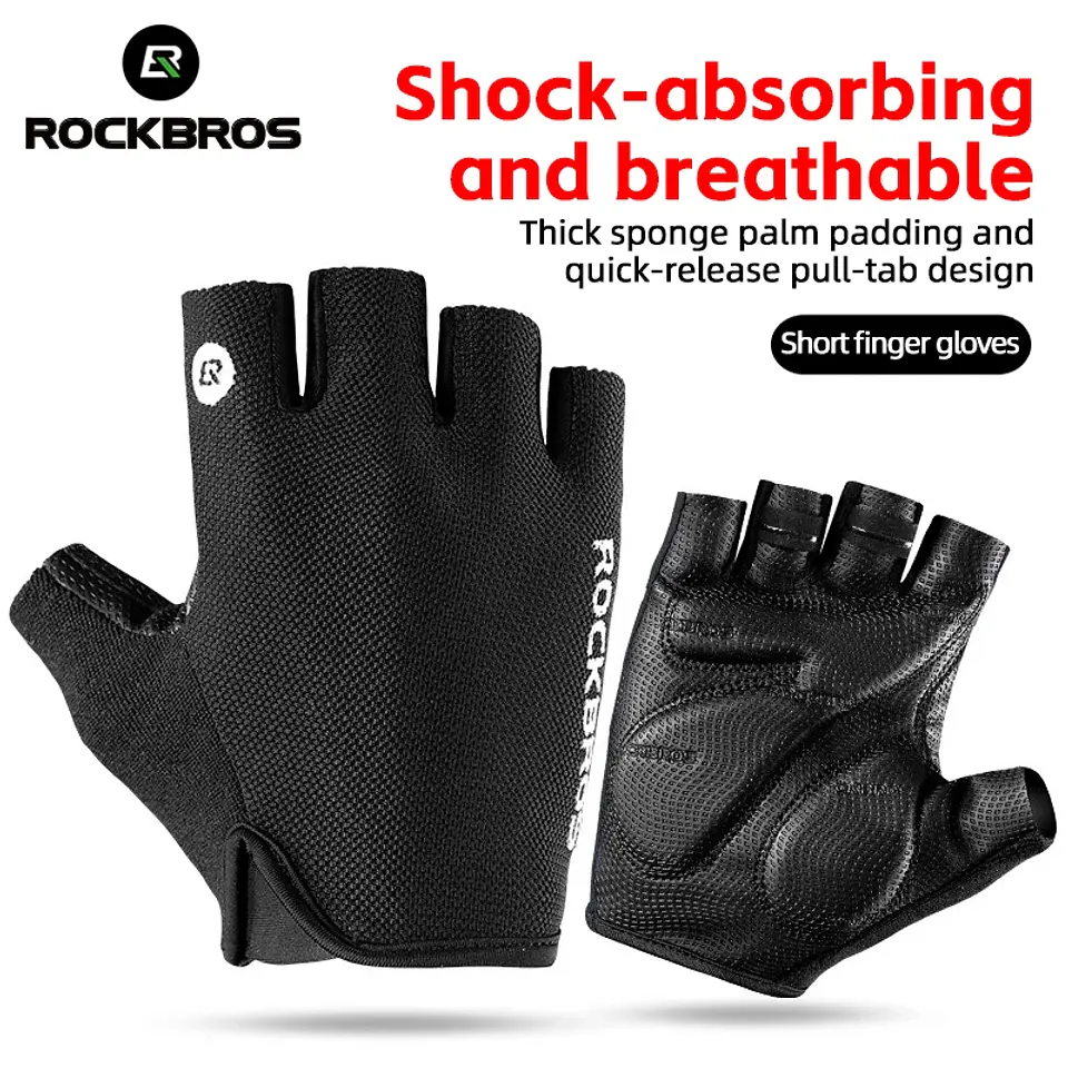 Luvas de Ciclismo ROCKBROS Meio Dedo | Amortecimento SBR e Antiderrapantes  3