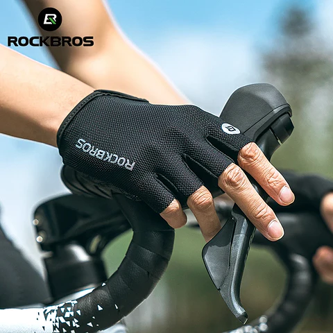 Luvas de Ciclismo ROCKBROS Meio Dedo | Amortecimento SBR e Antiderrapantes 