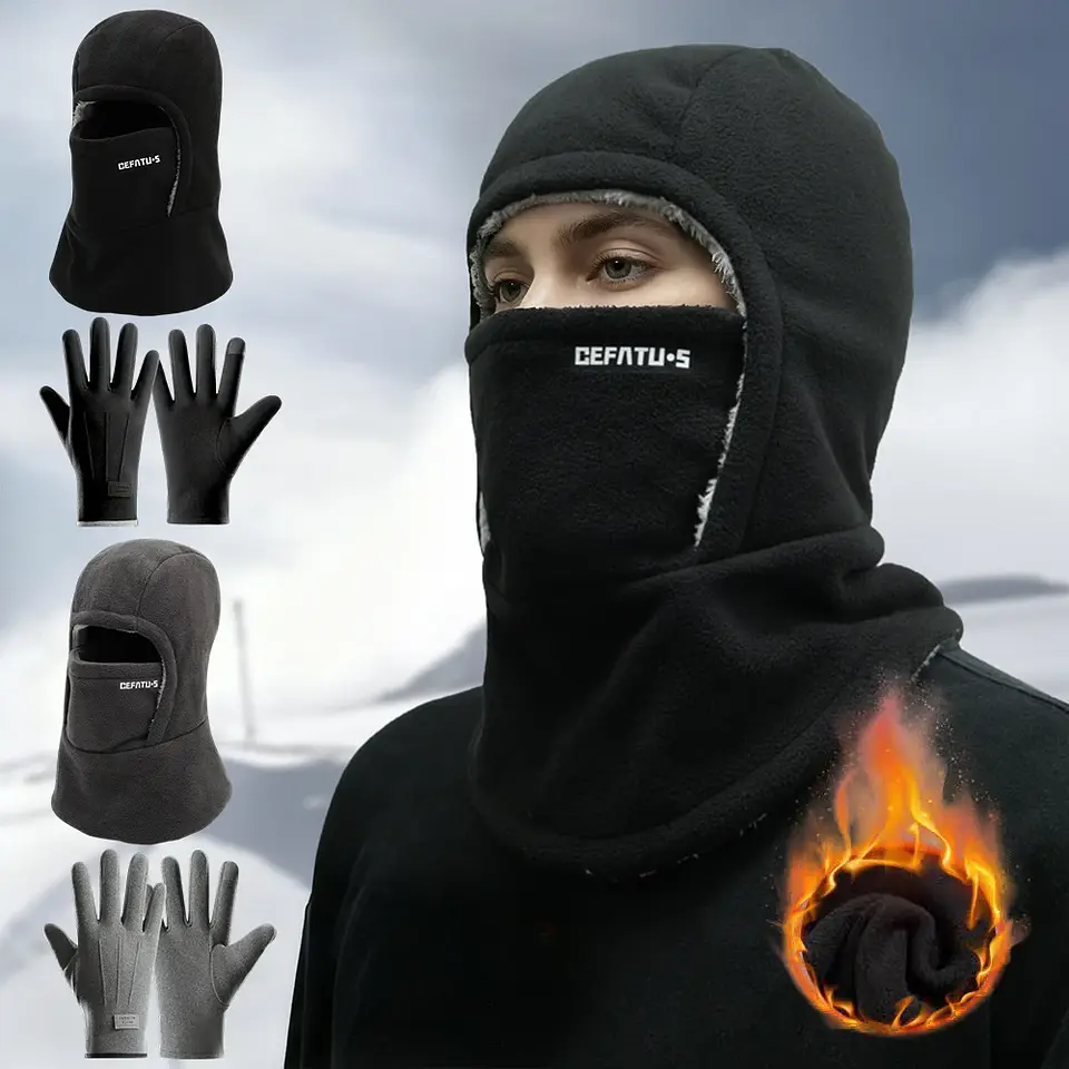 Kit Inverno Balaclava, Gorro e Luvas Térmicas | Proteção Contra o Frio e Vento 1