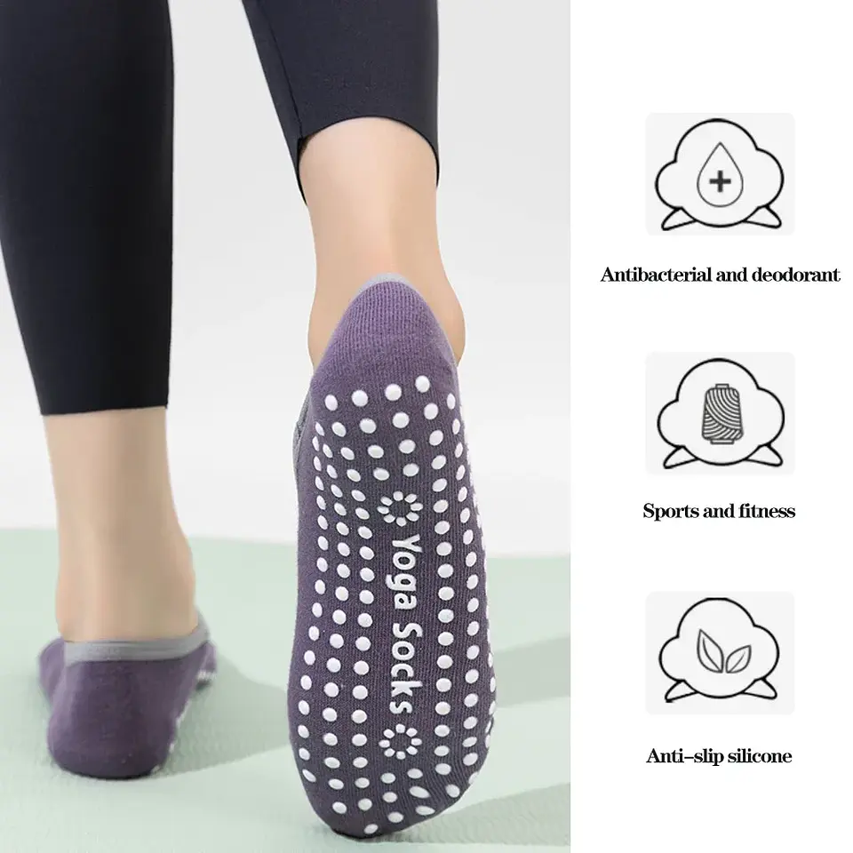 Meias de Yoga Antiderrapantes com Silicone | Conforto e Estabilidade para Pilates e Ballet - Tamanho 33-37 2