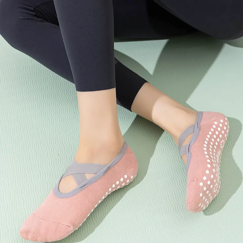Meias de Yoga Antiderrapantes com Silicone | Conforto e Estabilidade para Pilates e Ballet - Tamanho 33-37 5
