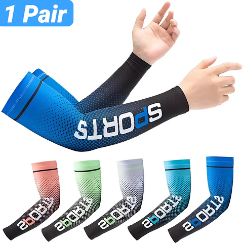 Mangas de Braço Ice Silk com Proteção UV | Frescas e Antiderrapantes para Desporto 
