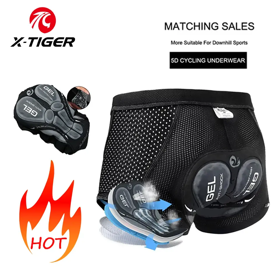 Cuecas de Ciclismo X-TIGER com Almofada 5D Gel | Conforto para MTB e Estrada 10