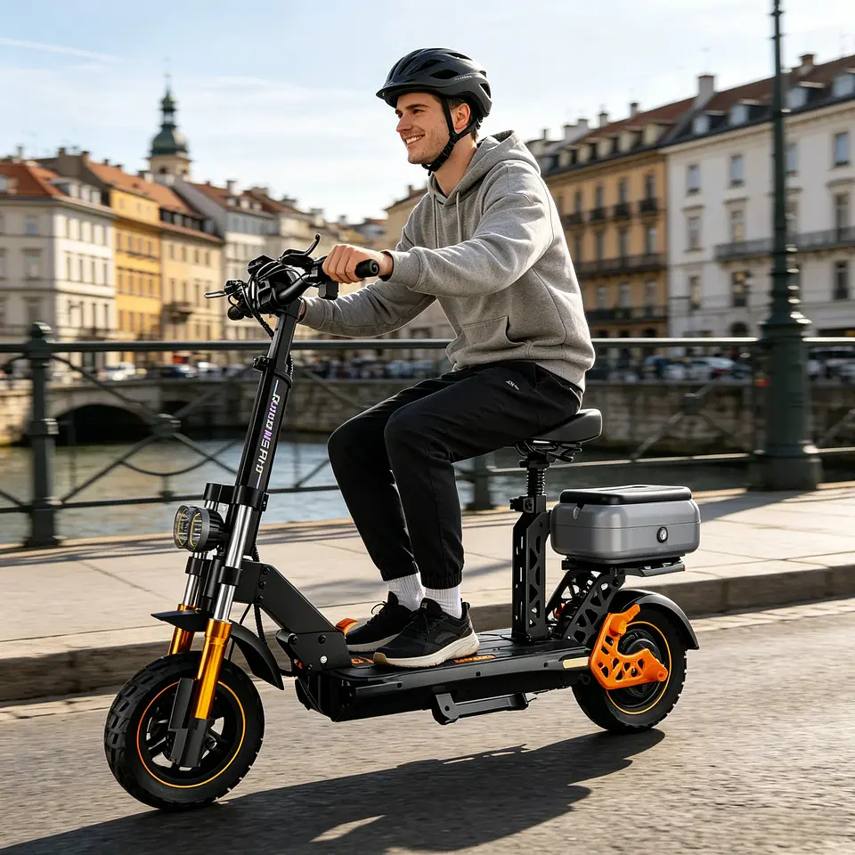 Trotinete Elétrica 1200W | 80 km de Autonomia, Assento e Travões Hidráulicos 2