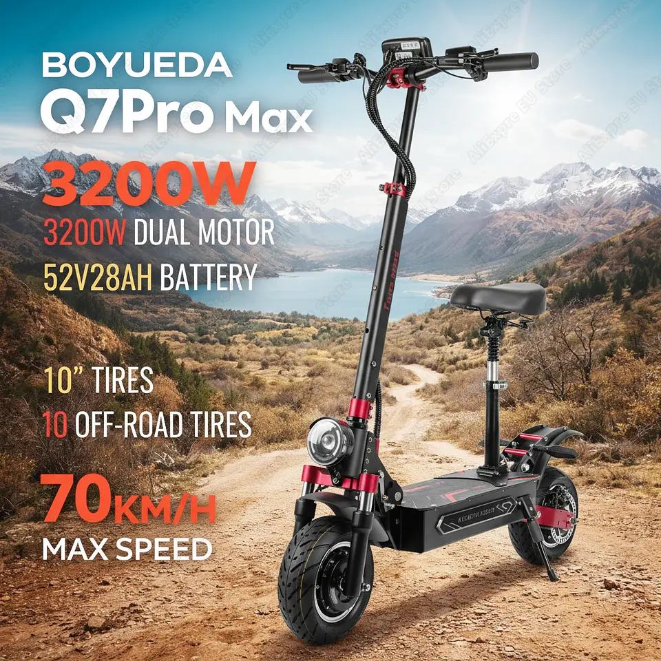 Trotinete Elétrica BOYUEDA Q7Pro Max | 3200W Dual Motor, 70 km/h e 110 km de Autonomia 1