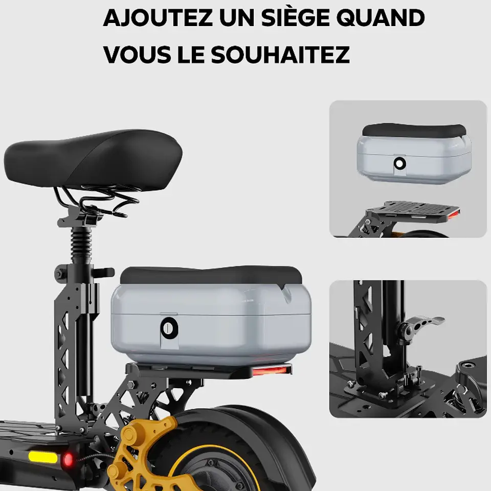 Trotinete Elétrica 1200W | 80 km de Autonomia, Assento e Travões Hidráulicos 7