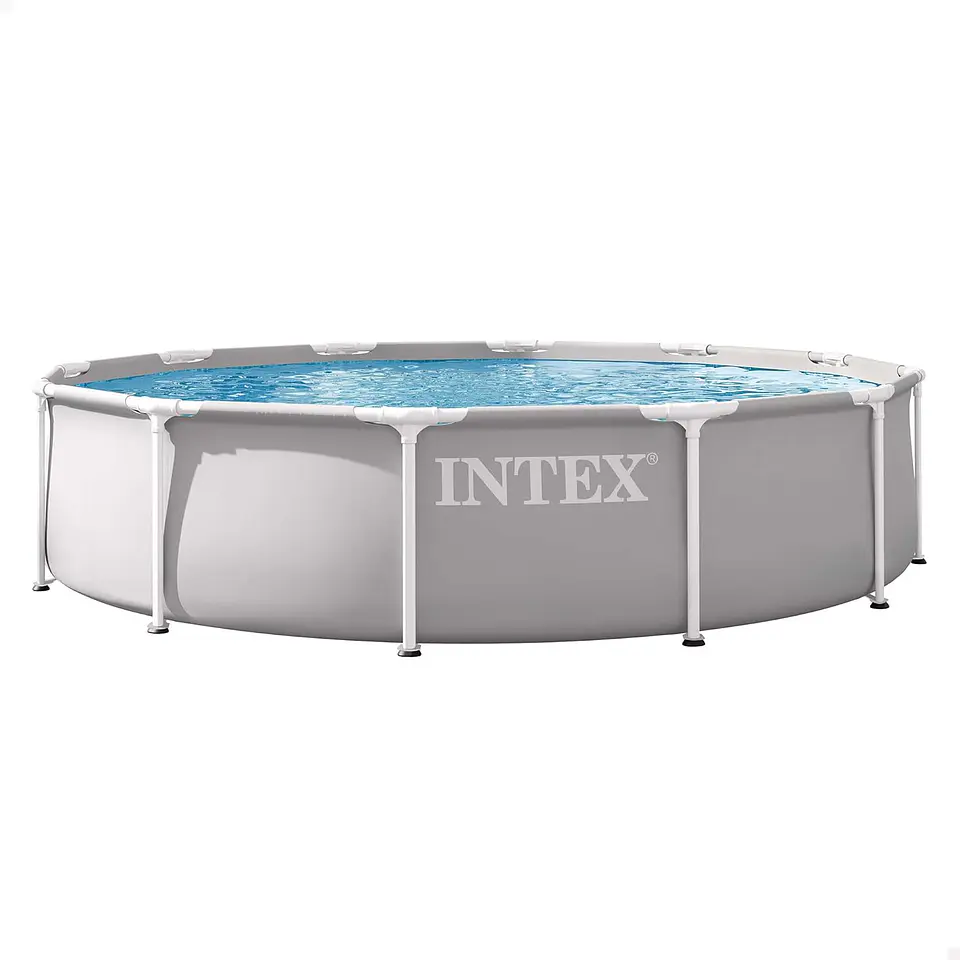 Intex - Piscina Desmontável, Cinza, D366 x 76 cm, Capacidade para 6.503 litros, Estrutura Metálica, Ideal para 5 Pessoas, Montagem em 30 Minutos, Conexões para Depuradora Ø32 mm (5... 2