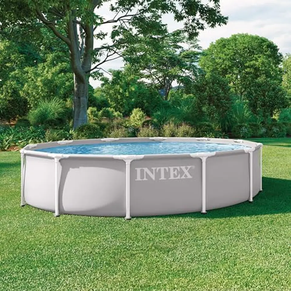 Intex - Piscina Desmontável, Cinza, D366 x 76 cm, Capacidade para 6.503 litros, Estrutura Metálica, Ideal para 5 Pessoas, Montagem em 30 Minutos, Conexões para Depuradora Ø32 mm (5... 3