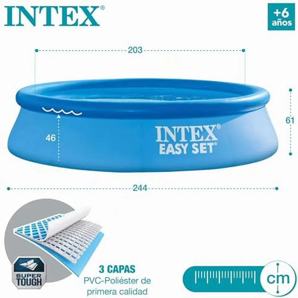 Intex 55237 - Piscina Insuflável, Ø244x61 cm, 1.942 litros, Piscina Redonda, com Depuradora a Cartucho, 1.250 litros/Hora, Filtro Cartucho Tipo H, para 2 Pessoas 7