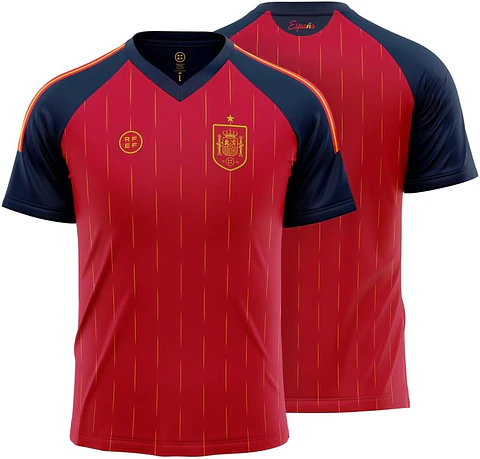 RFEF - Réplica Oficial Camiseta da Seleção Espanhola de Futebol Masculina - 1ª Equipação Espanha 2026 - 100% Poliéster Respirável - Adulto Unissexo