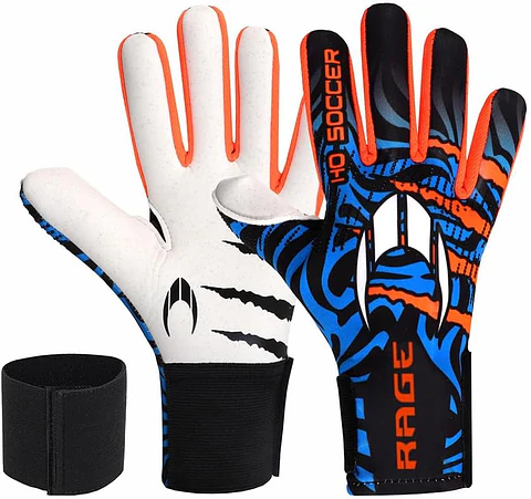 Ho Soccer Rage Plus Hazard V2 Luvas de Guarda-Redes, Unissexo, Azul/Laranja