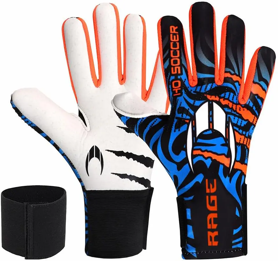 Ho Soccer Rage Plus Hazard V2 Luvas de Guarda-Redes, Unissexo, Azul/Laranja 1