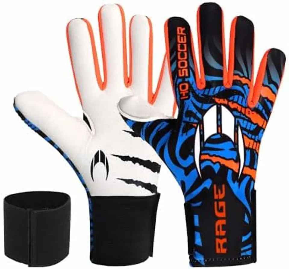 Ho Soccer Rage Plus Hazard V2 Luvas de Guarda-Redes, Unissexo, Azul/Laranja 2